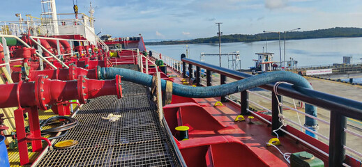 LNG transfer equipment prepared for a marine bunkering operation
